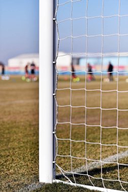 Futbol goalpost ve eğitim oyuncular