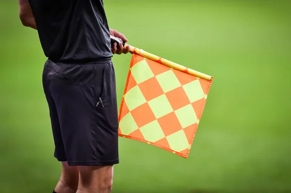 Assistant referee during soccer match — Stock Photo, Image