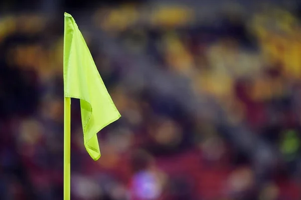 Soccer yellow corner flag — Stock Photo, Image