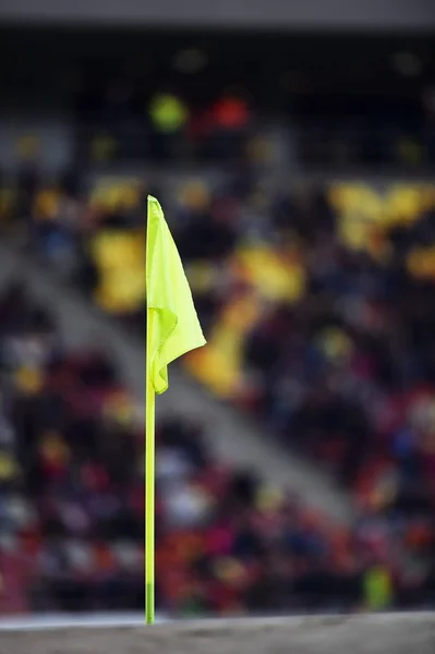 Bandera esquina amarillo fútbol — Foto de Stock