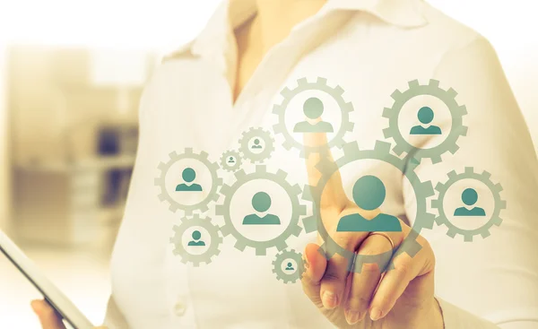İşadamı simgesi ağ - Hr, İKY, Mlm, takım çalışması ve liderlik kavramı taşıyan el