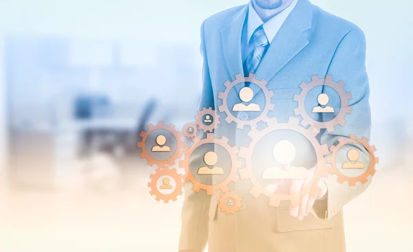 Handtragendes Business-Icon-Netzwerk - hr, hrm, mlm, Teamwork und Führungskonzept — Stockfoto