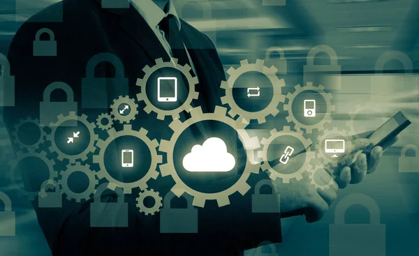 Ochrona chmury informacje dane pojęcie. Bezpieczeństwa i ochrony chmura dane — Zdjęcie stockowe