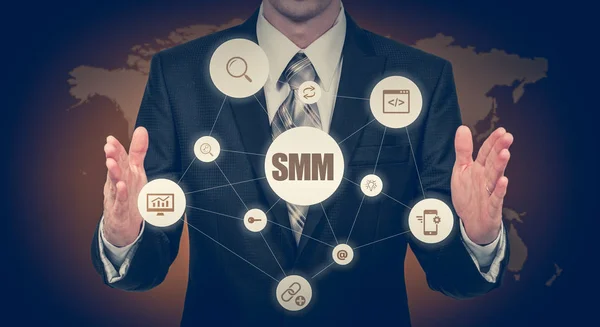 SMM Social Media Marketing Publicidade Online Conceito de Negócio — Fotografia de Stock