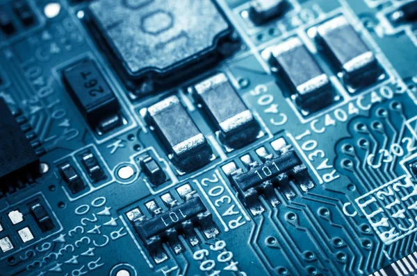 Devre kartı. Elektronik bilgisayar donanım teknolojisi. Bilgi mühendislik bileşeni. makro fotoğrafçılık