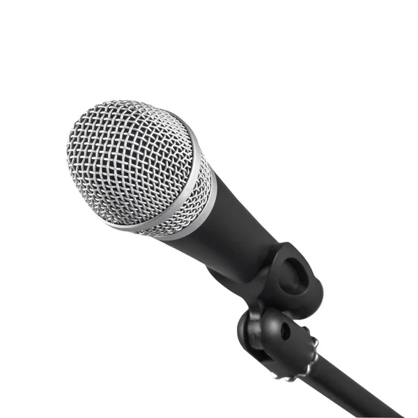 Microphone et partie du support isolée sur fond blanc — Photo