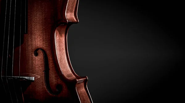 Fiol musikinstrument av orkester närbild på svart — Stockfoto