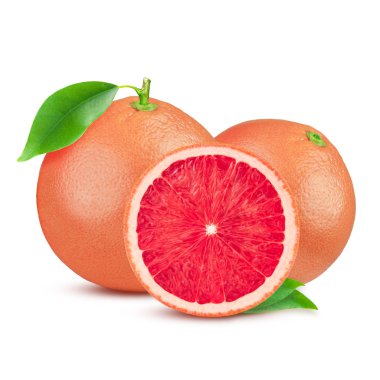 Beyaz arka plan üzerinde izole yaprak greyfurt. Kırpma yoluyla. Tam alan derinliği.