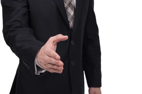 Businessman giving his hand for handshake to partner — Stock Photo, Image