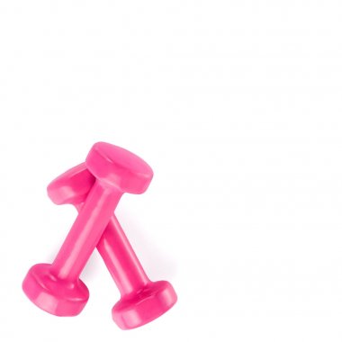 İki dambıl beyaz arkaplanda izole edilmiş.