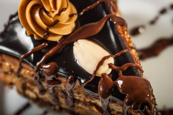 自制巧克力蛋糕与胡桃木和罂粟种子. — 图库照片