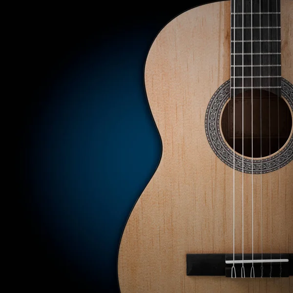 Parte de una guitarra acústica sobre fondo negro — Foto de Stock