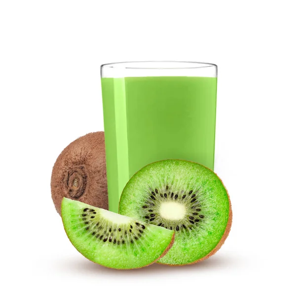 Glas sap met kiwi op een witte achtergrond — Stockfoto