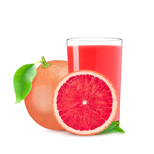 Copo de suco de toranja rosa isolado em branco — Fotografia de Stock