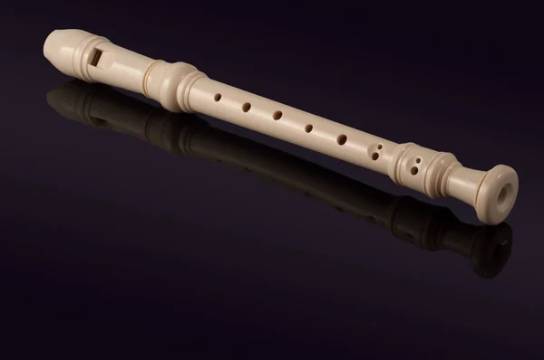 古典乐器是黑色背景上的块笛 — 图库照片