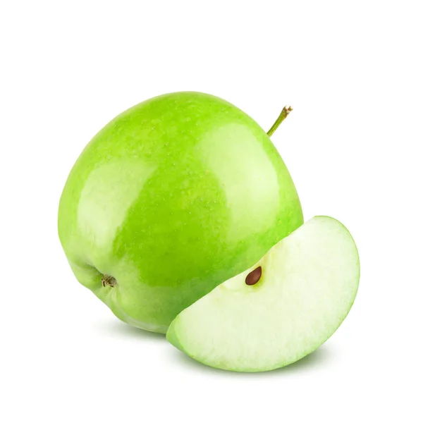 Grönt äpple. Isolerad på vit bakgrund — Stockfoto