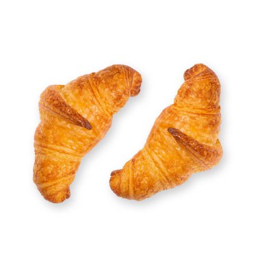 Beyaz arka planda izole edilmiş taze kruvasan.