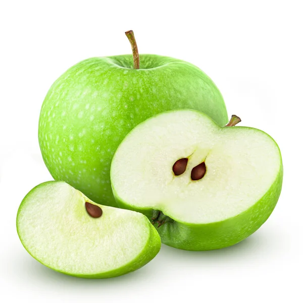 Grüner Apfel. Isoliert auf weißem Hintergrund — Stockfoto