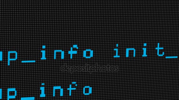 Código del hacker corriendo por un terminal de pantalla del ordenador — Vídeos de Stock