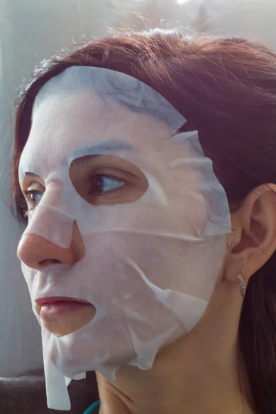 Natural Sheet Face Pearl Mask — Stock Photo, Image