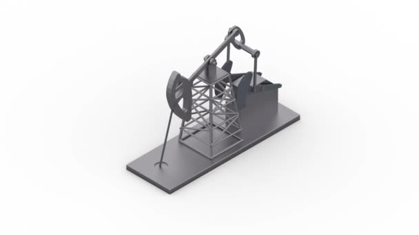 Oil pump on white background. Isometry. Loop. Seamles Loop. 3d rendering. 3d illustration — Stock Video