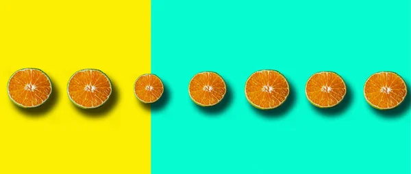 Oranges pattern on bright trendy color background