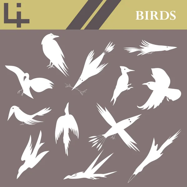 Grafický Vektorový Ikon Siluety Ptáků — Stockový vektor