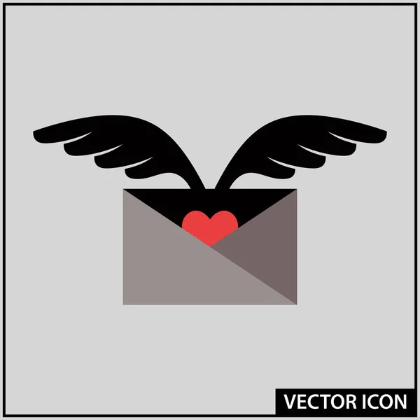 Icono Mensaje Amor Con Corazón Rojo — Vector de stock