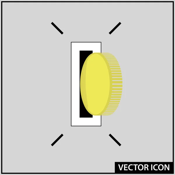 Vector Icono Moneda Oro Lanzando Agujero — Vector de stock