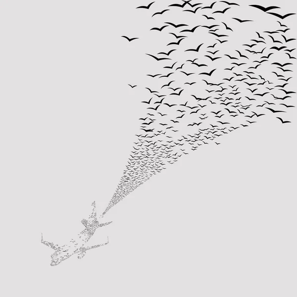 鳥の群れを飛び回るベクトルのシームレスなテクスチャ — ストックベクタ