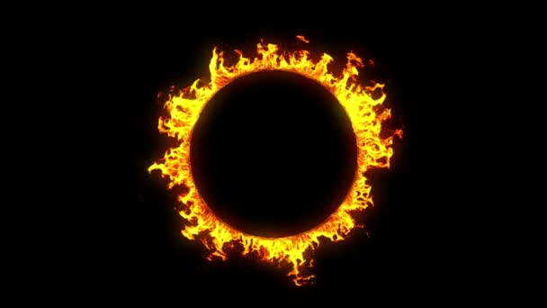 火循环抽象在黑色背景上 4K抽象运动背景 — 图库视频影像