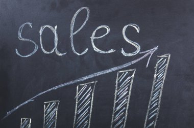 Grafik ve satış sözcüğü tahtada