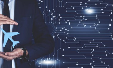 Adam el uçağı ekranda