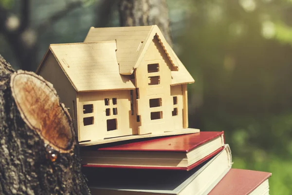 house model on book on the tree