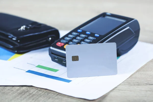Płatność Kartą Kredytową Biurku — Zdjęcie stockowe