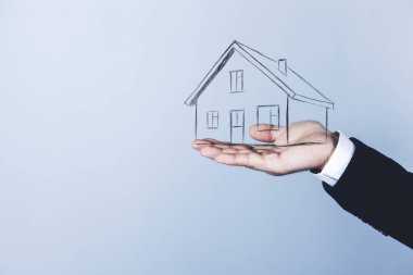 Ekran arka planında erkek el evi modeli