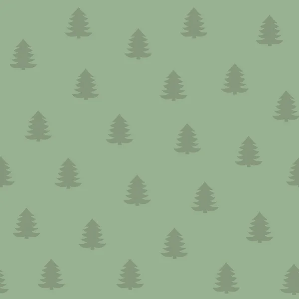 Nahtloses Muster Mit Kiefern Auf Grünem Grund Gut Für Packpapier — Stockvektor