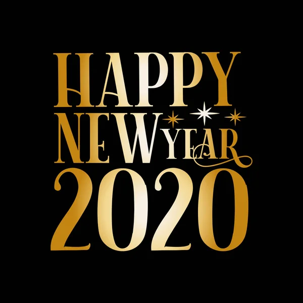 Happy New Year 2020 Gold Colored Text Good Greeting Card — Stock Vector