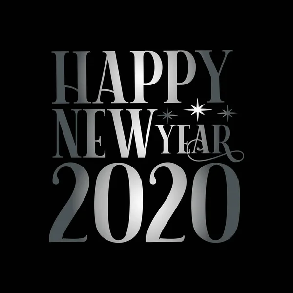 Gelukkig Nieuwjaar 2020 Zilverkleurige Tekst Goed Voor Wenskaart Banner Print — Stockvector