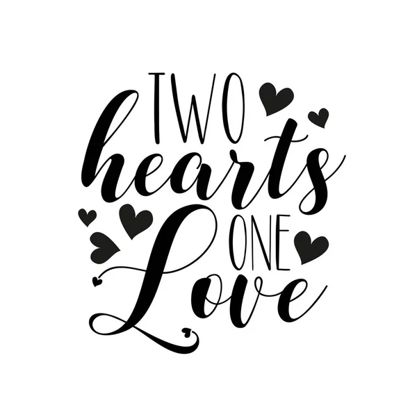 Deux Cœurs Amour Clligraphie Avec Des Cœurs Bon Pour Carte — Image vectorielle