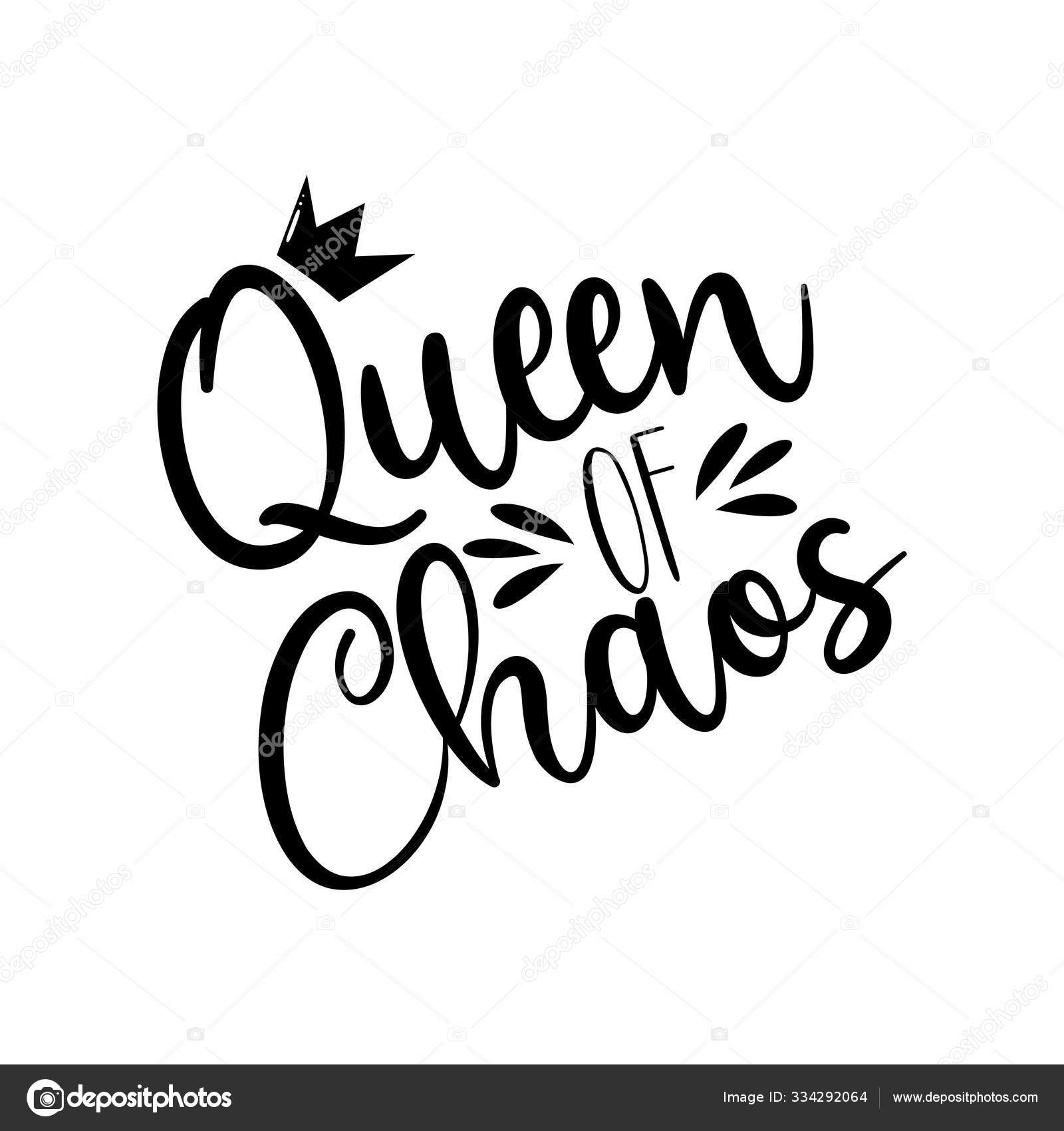 Королева Хаоса Каллиграфический Текст Короной Good Shirt Print.