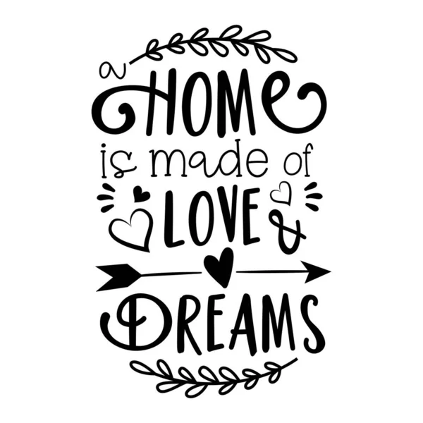 Home Made Love Dreams Text Good Home Decor Greeting Card — Stok Vektör