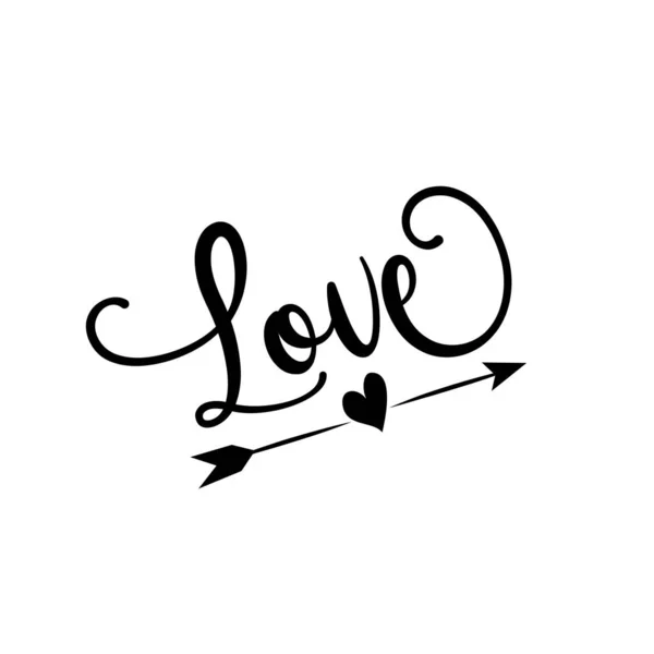 Amour Texte Calligraphie Avec Flèche Bon Pour Décoration Mariage Carte — Image vectorielle