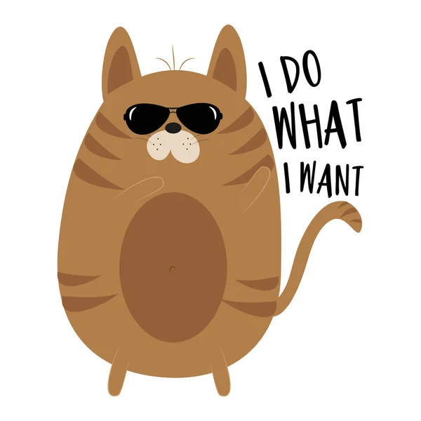 What Want Funny Text Cute Cat Good Shirt Childhood Print — Stok Vektör