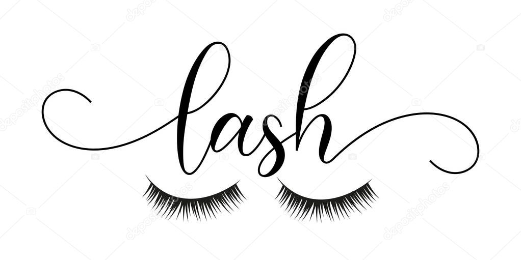 Lash calligraphy - and hand drawn lashes. Good for beauty salon design, poster, banner, textile print.