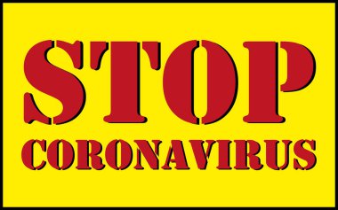 Sarı arkaplanda Coronavirus metnini durdur.