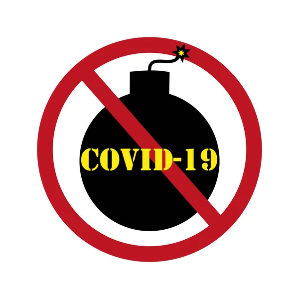 Stpo Covid Avec Signe Bombe Avertissement Coronavirus Éclosion Coronavirus Illustration — Image vectorielle