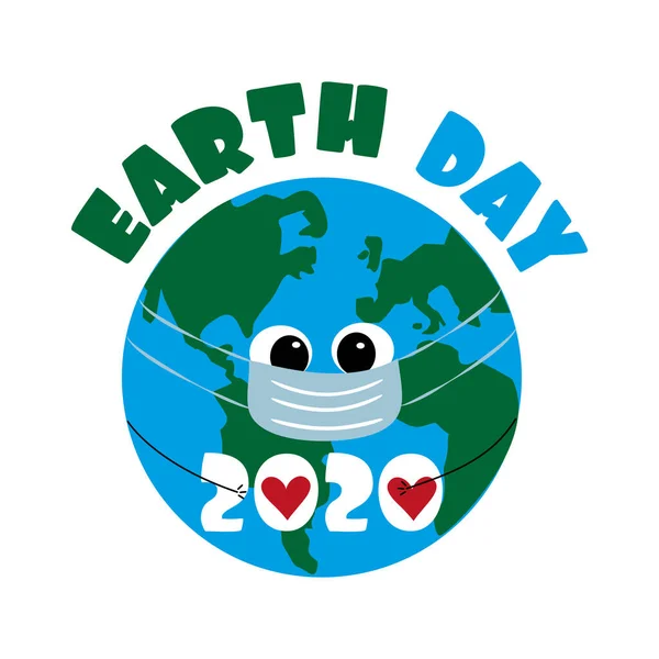 Earth Day 2020 Text Earth Planet Mask Good Poster Banner — стоковий вектор