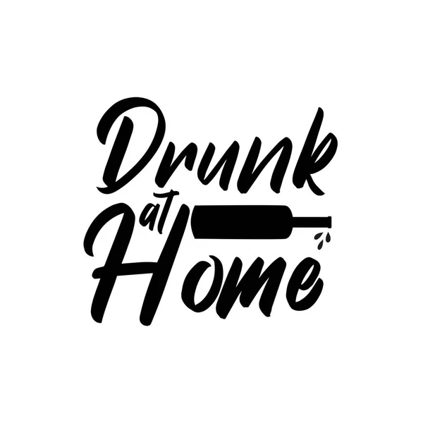 Drunk Home Funny Text Wine Bottle Corona Virus Staying Home — Stock Vector