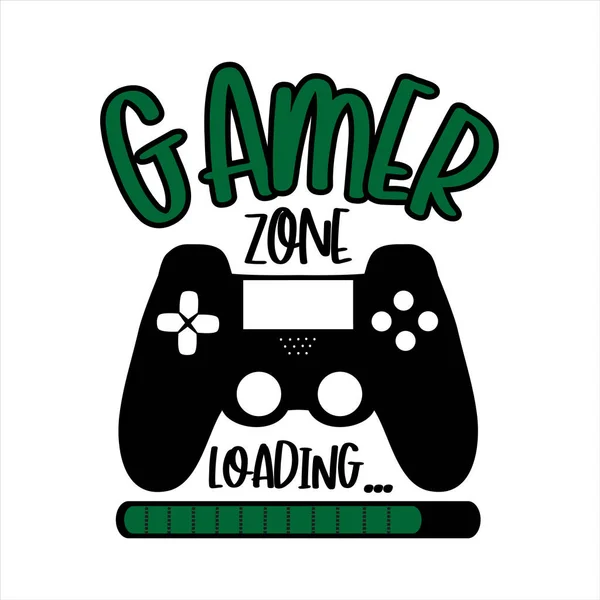 Gamer Zone Loading Texto Divertido Con Controlador Bueno Para Impresión — Archivo Imágenes Vectoriales